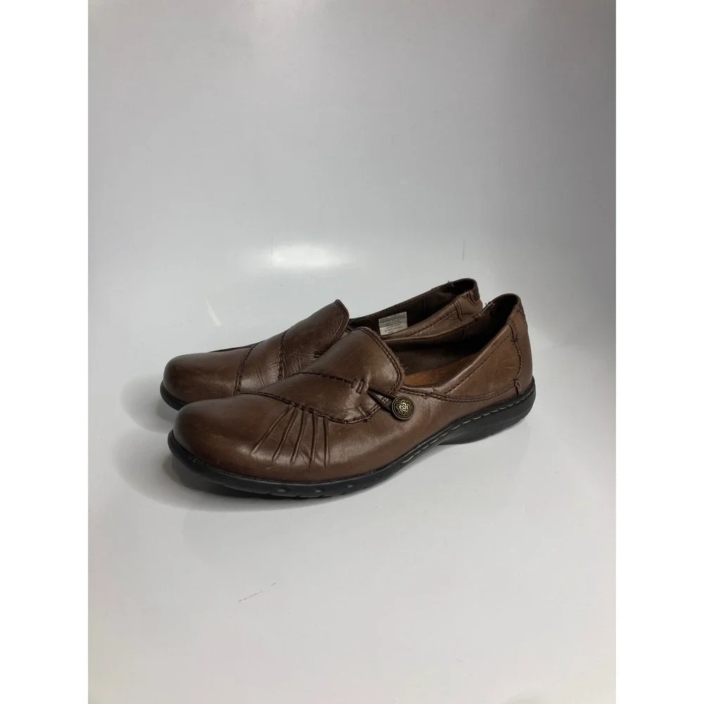 Rockport Cobb Hill Loafers Womens 9 Brown Good Pleated Leather Slip On AG01BR